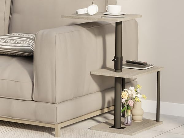Faesun Swivel Side Table for Couch Arm, Adjustable C End Table for Recliner or