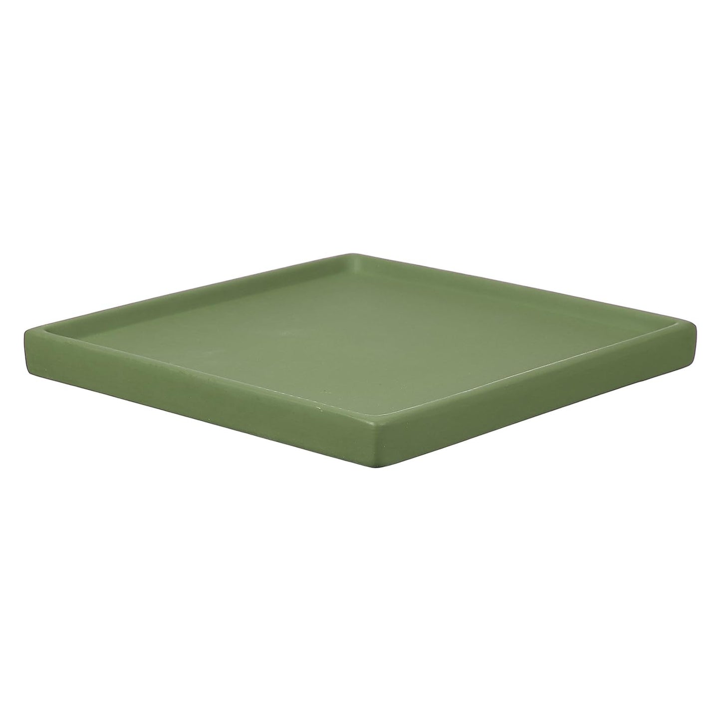 YELARXI 7.5 Inch Ceramic Plant Saucers, Square Flower Planter Water Trays Ceramic Plant Saucer Pot Tray -Fitting for (Outdoor/Indoors/Garden/Planting/Water/Flower/Coffee) Forest Green