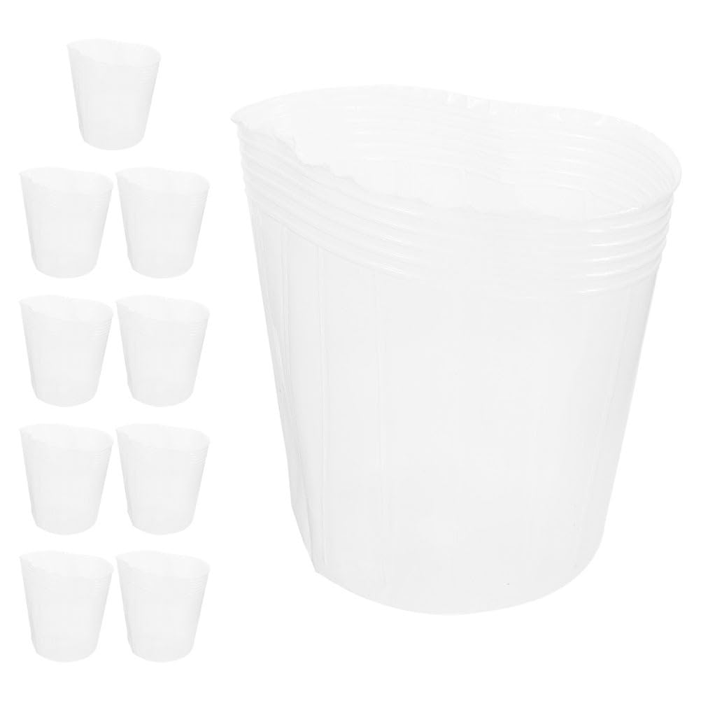 Yardenfun Transparent Nursery Pots 4.72 Inch Clear Plastic Flower Pot Liners for Indoor Outdoor Gardening 10 Pack Versatile Plant Containers for Succulent Orchid Cactus