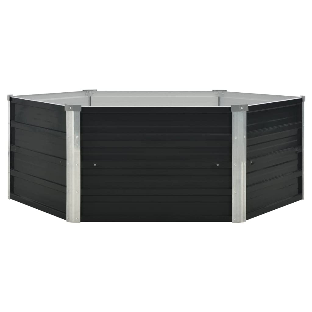 Logeirevo Outdoor Metal Raised Garden Bed for Vegetables, Flowers, Herbs, Galvanized Planter Raised Garden Boxes Outdoor, Anthracite 50.8"x50.8"x17.7" Galvanized Steel,-1204