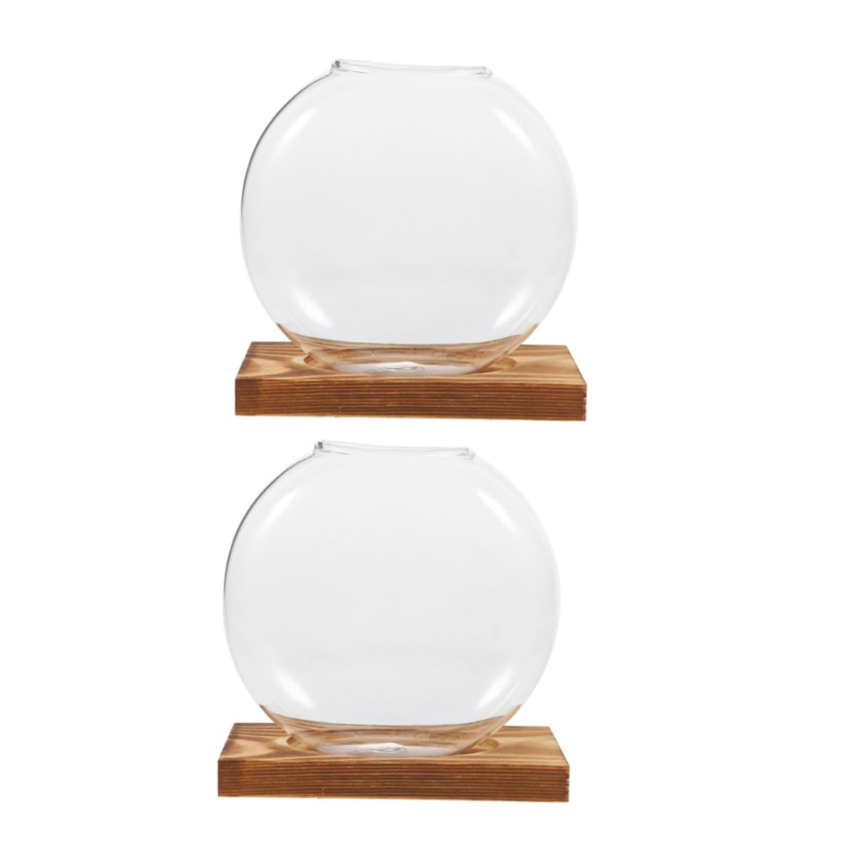 Artibetter 2pcs Hydroponic Glass Vase with Wooden Base, Hydroponic Plants Planter for Indoor Propagation, Home and Office Plant Terrarium Station