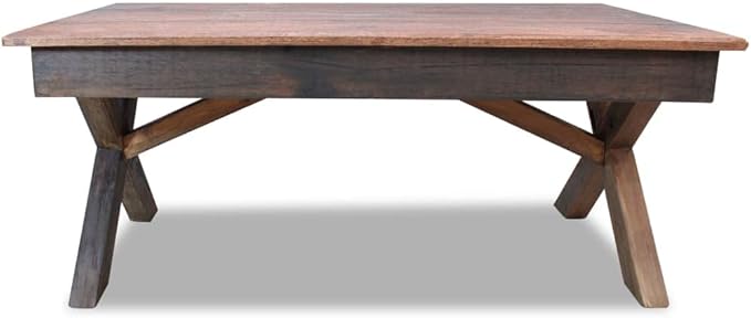 Rustic Farmhouse Handmade Coffee Table from Mixed Recycled Wood, 43.3L x 23.6W
