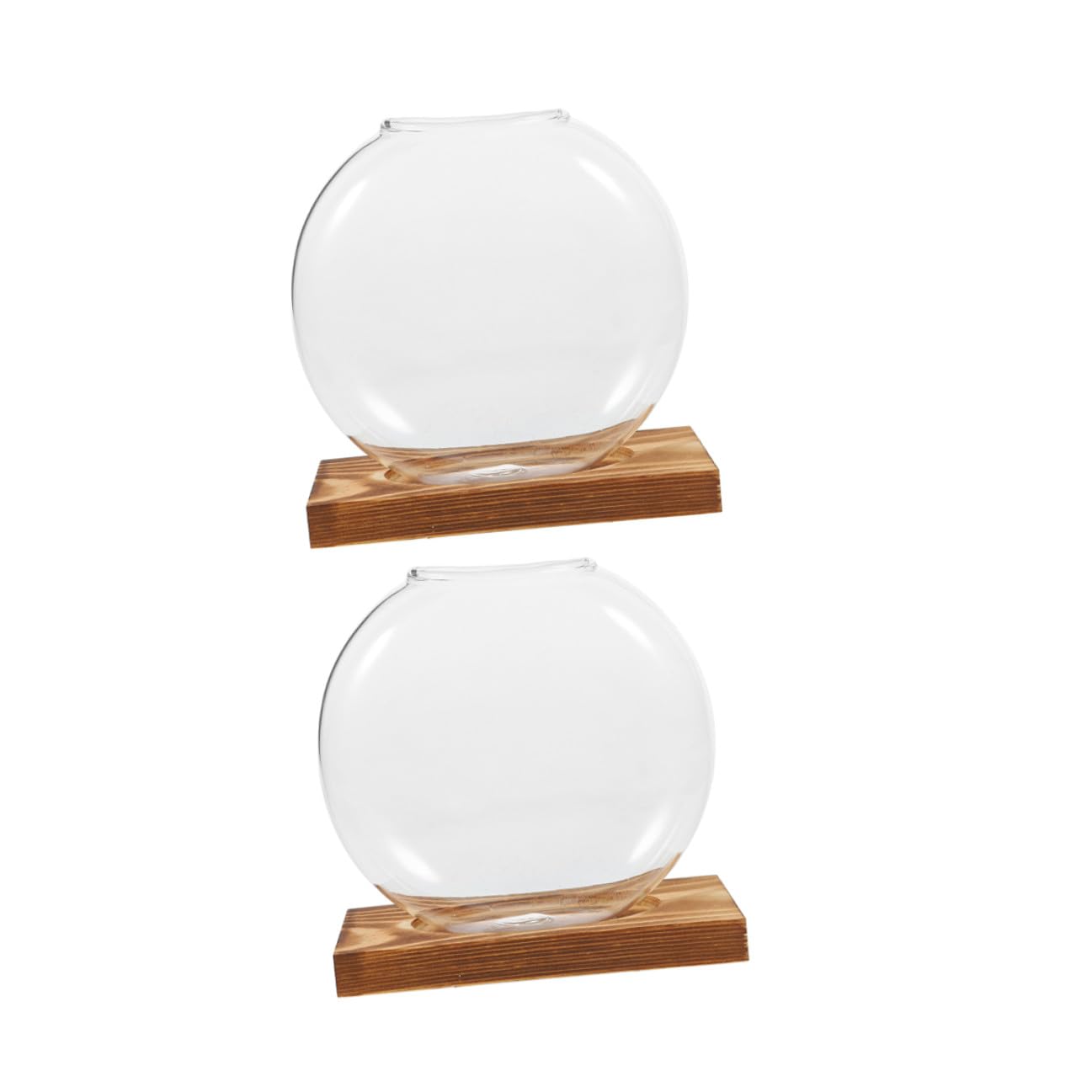 BESPORTBLE 2pcs Glass Vases with Wooden Stand, Hydroponic Propagation Station for Indoor Plants, Decorative Terrarium Pot for Home and Office Gardening