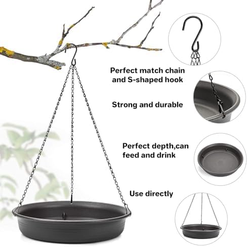 Hanging Bird Bath Hanging Bird-Feeder - CARGEN Garden BirdBath Tray Wildlife Feeder Plate Water Bowl or Water Bowl for Outdoors Garden Patio Decoration