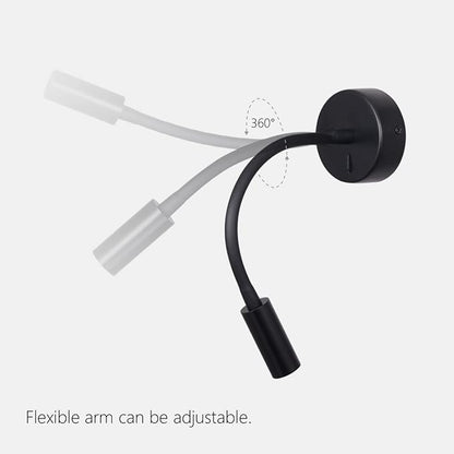 Wall Mounted Reading Lamp LED 3W Warm White 3000K Hardwired for Reading Matt Black(Black Hard-Wired 2PCS)