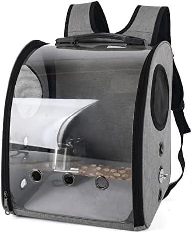 Parrot Backpack Sling Bag - Transparent Travel Carrier for Birds, Ideal for Hiking & Outdoor Adventures, Grey Color, Comfortable & Lightweight Design