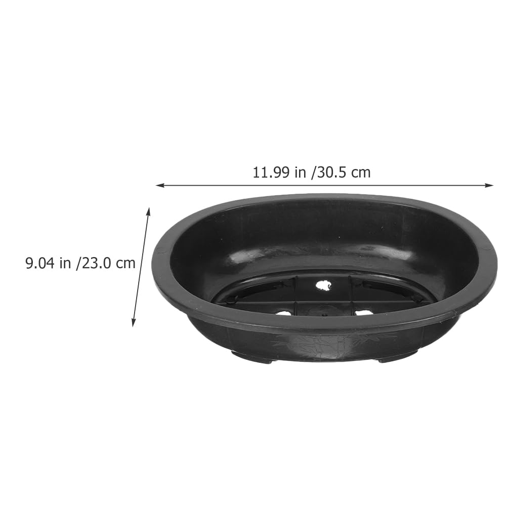 Toddmomy Large Bonsai Pot, 2pcs Plastic Bonsai Training Pots with Drainage Hole, Oval Planter for Home Office Nursery Garden Balcony