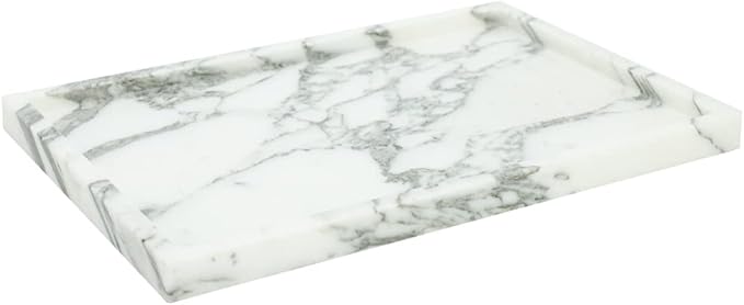 Real Luxurious Natural Marble Vanity Tray Genuine Marble Storage Tray