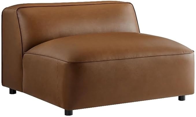 Modway Auren Vegan Leather Modular Armless Chair in Coffee