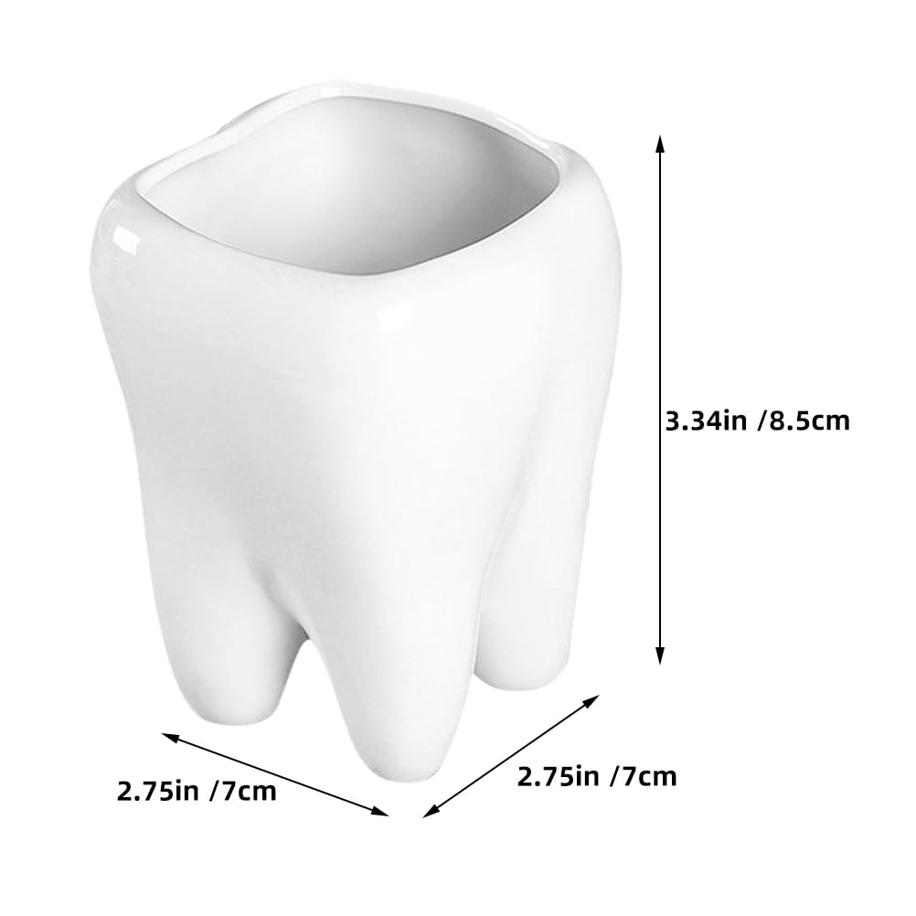 IWOWHERO Ceramic Tooth Flower Pot Small 3.34 Inch Decorative Planter for Succulents and Cactus Indoor Home Plant Holder