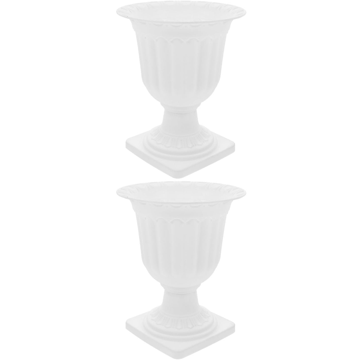 Abaodam 2pcs Urn Planter Flowerpot Flower Stand for Wedding Flower Pots Indoor Front Door Decorations Pots for Plants Tall Planter Outdoor Vase White, 6.7X5.5X5.5in