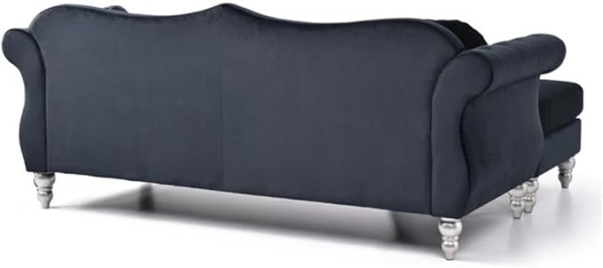 Glory Furniture Hollywood Velvet Sofa Chaise in Black
