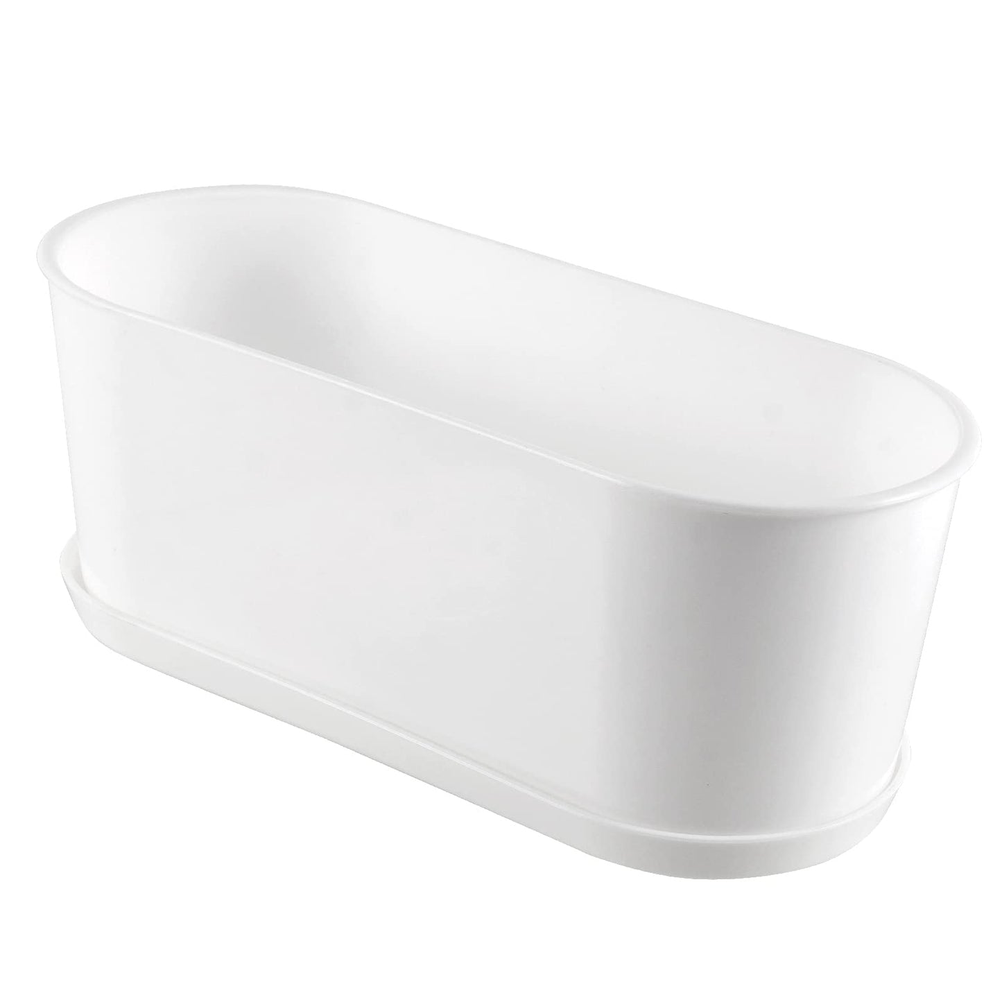 NINGWAAN 10 Pack 9 x 3.5 x 3.3 Inch Rectangle Window Planter Boxs, White Plastic Plant Pot with Saucers and Drainage Hole, Plastic Plant Pot for Windowsill Balcony Garden Home Office