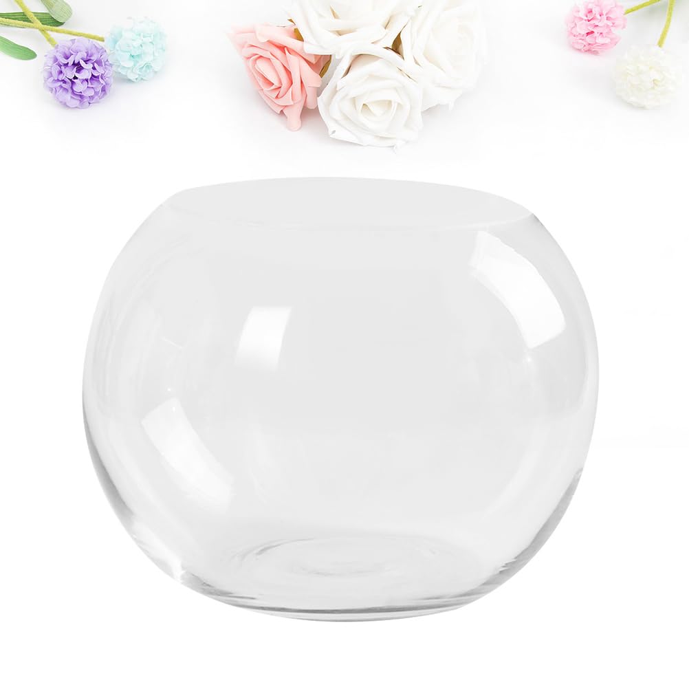 Luxshiny 2Pcs Clear Glass Vase Container 4 Inch Round Hydroponic Plant Holder Decorative Desktop Flower Pot for Home Office Hotel