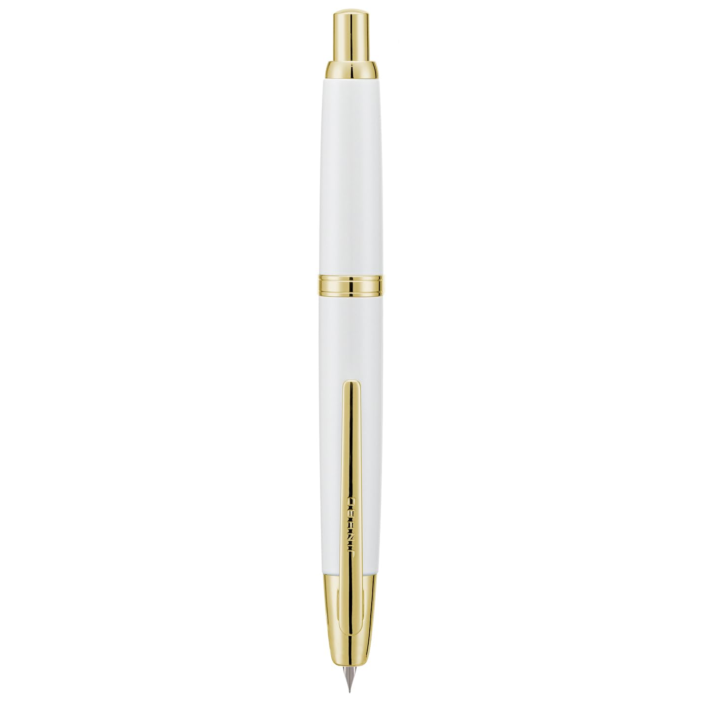 Jinhao 10 Press Fountain Pen with Box, Pearl White Retractable Extra Fine Nib with Ink Converter Set (Golden Clip)
