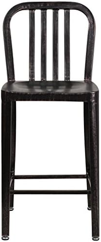 Flash Furniture Gael Commercial Grade 2 Pack 24" High Black-Antique Gold Metal
