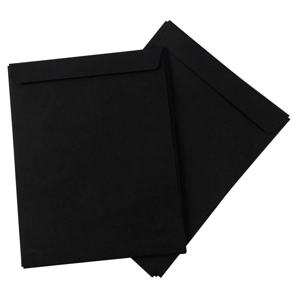 LUXPaper 10 x 13 Open End Envelopes | Peel & Press | Midnight Black | 80lb. Text | 50 Qty