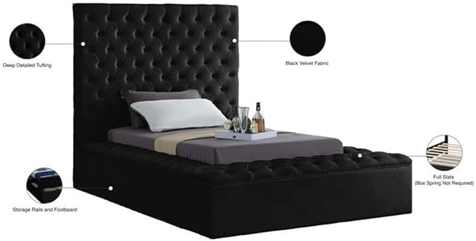 Meridian Furniture Bliss Collection Modern | Contemporary Velvet Upholstered Bed