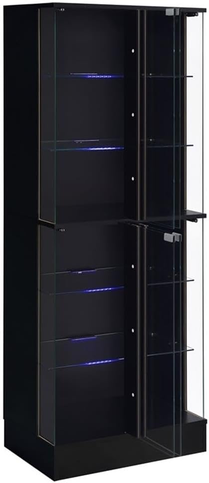 Pemberly Row Wood Curio Cabinet, 63.75" H x 24" W x 14.25" D, MDF and Glass