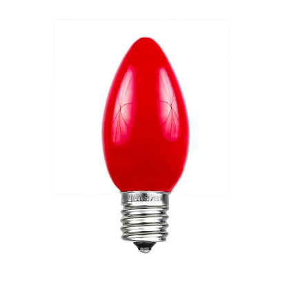 Novelty Lights 25 Pack C9 Ceramic Outdoor Christmas Replacement Bulbs, Red, E17 Intermediate Base, 7 Watt