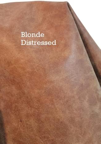 NAT Leathers | Blonde Light Tan Distressed Faux Leather material PU Sheet