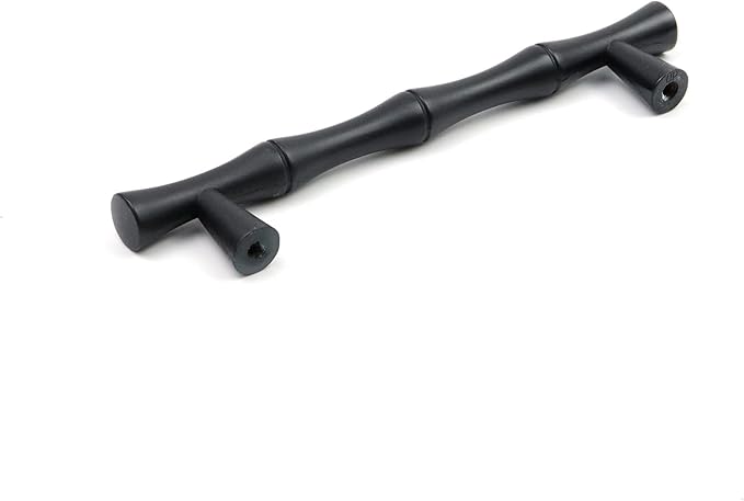 2PCS Bamboo Zinc Alloy Cabinet Handles, 3.8 Inch Hole Distance Black and Red