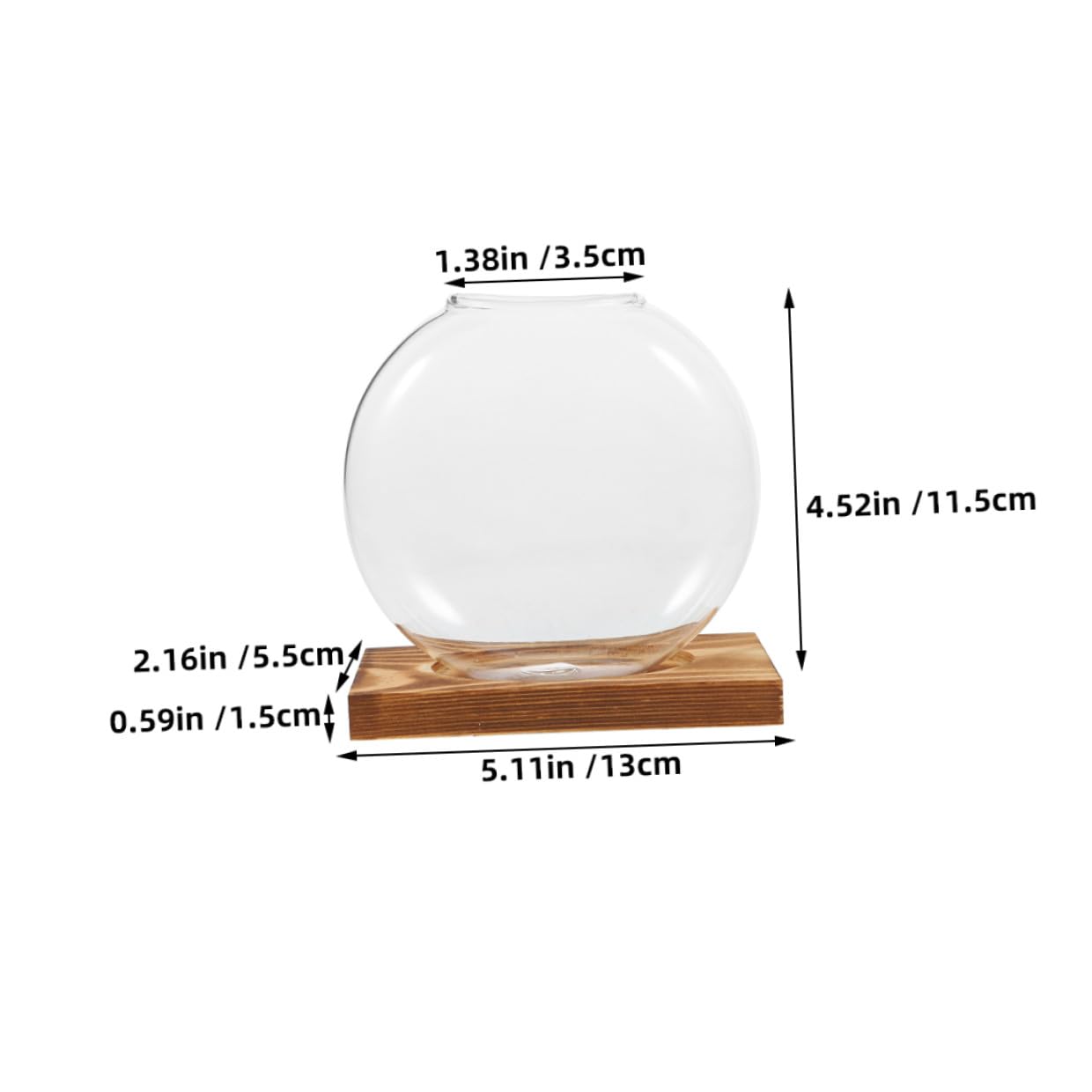 Abaodam 2pcs Hydroponic Glass Vase Propagation Station with Wooden Base, Plant Terrarium for Home Office Balcony, Desktop Glass Pots for Plant Cuttings