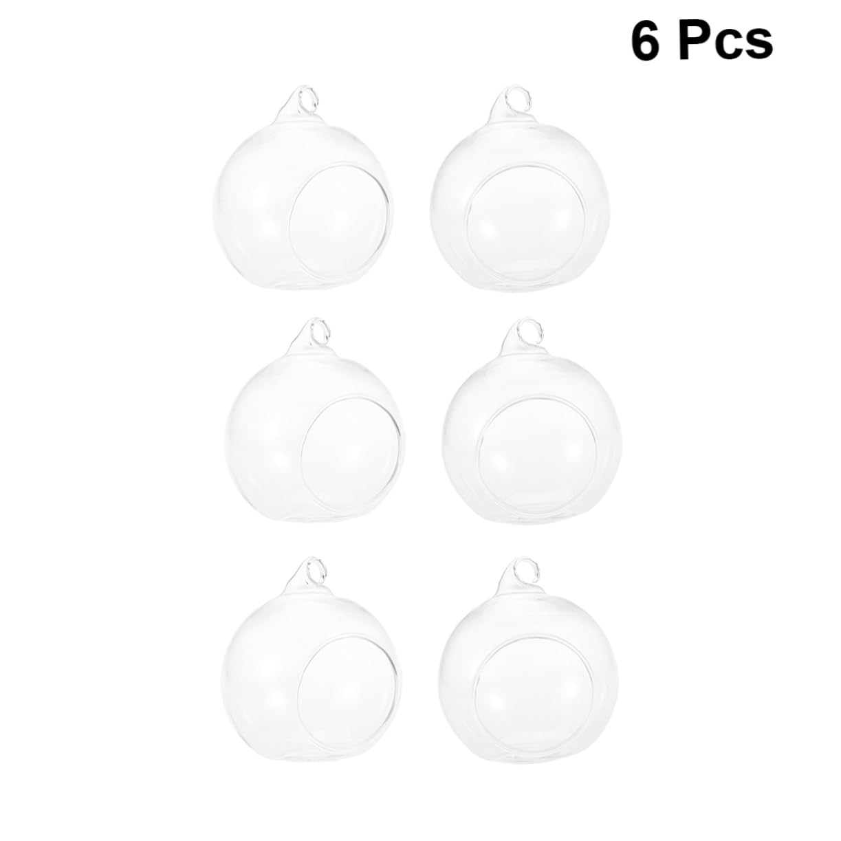 Cabilock 6pcs Clear Hanging Glass Vases Flat Base Design for Succulents and Plants for Terrarium Displays and Wedding Decor Lightweight Borosilicate Glass