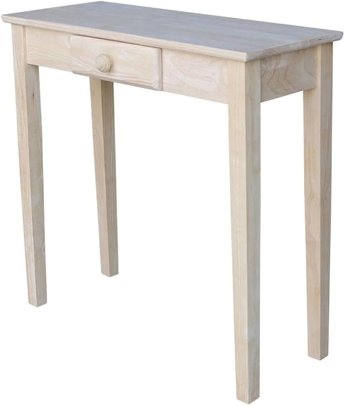 IC International Concepts, Rectangular Hall Table W/Drawer, Solid Real Wood