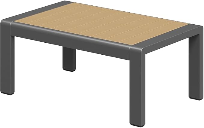 Aoxun Aluminum Outdoor Patio Furniture Set, Coffee Table ×1, Dark Grey & Dark