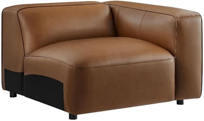 Modway Auren Vegan Leather Right Modular Armchair in Coffee