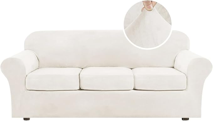 H.VERSAILTEX Modern Velvet Plush 4 Piece High Stretch Sofa Slipcover Sofa Cover