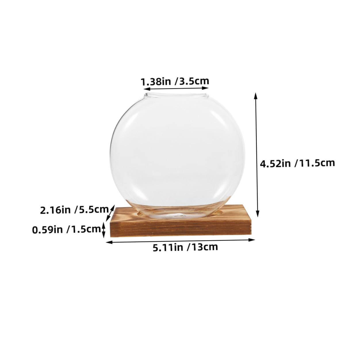 TOYANDONA 2pcs Hydroponic Glass Vases with Wooden Base, Small Plant Terrarium Pots for Indoor Propagation, Desktop Water Vase for Home Office Balcony