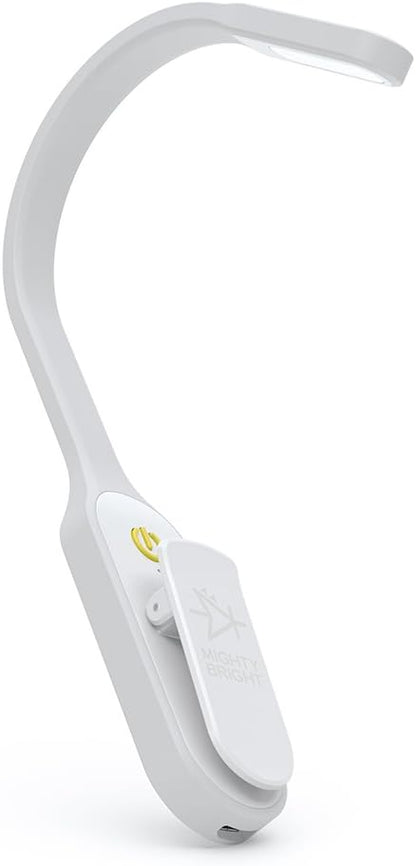 The Original Mighty Bright Recharge Clip On Rechargeable Book Light Reading Light, Warm Eye Care LEDs, Flexible, Durable, Dimmable, Perfect for Kids, Bookworms, Reading in Bed, Lasts 60 Hours (White)