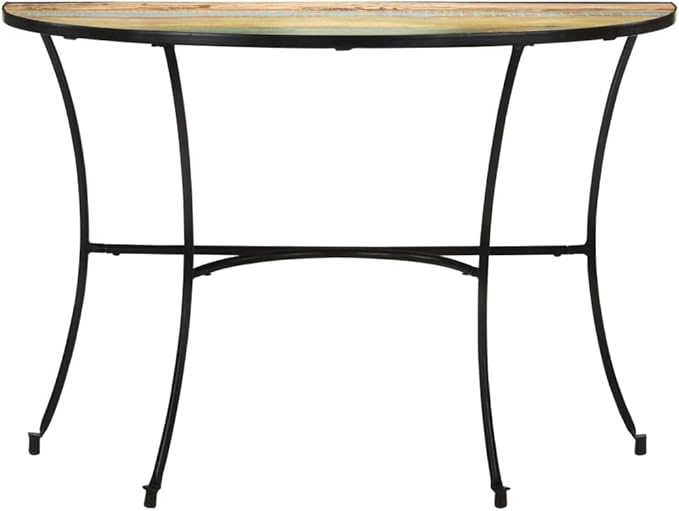 Reclaimed Wood Half-Circle Side Table 43.3"x15.7"x30.3" Narrow Space-Saving
