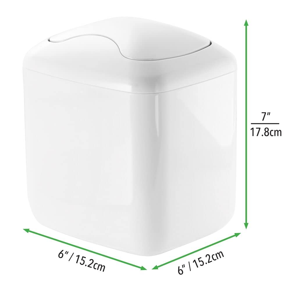 MetroDecor mDesign Wastebasket Trash Can for Bathroom Vanity Countertops, White