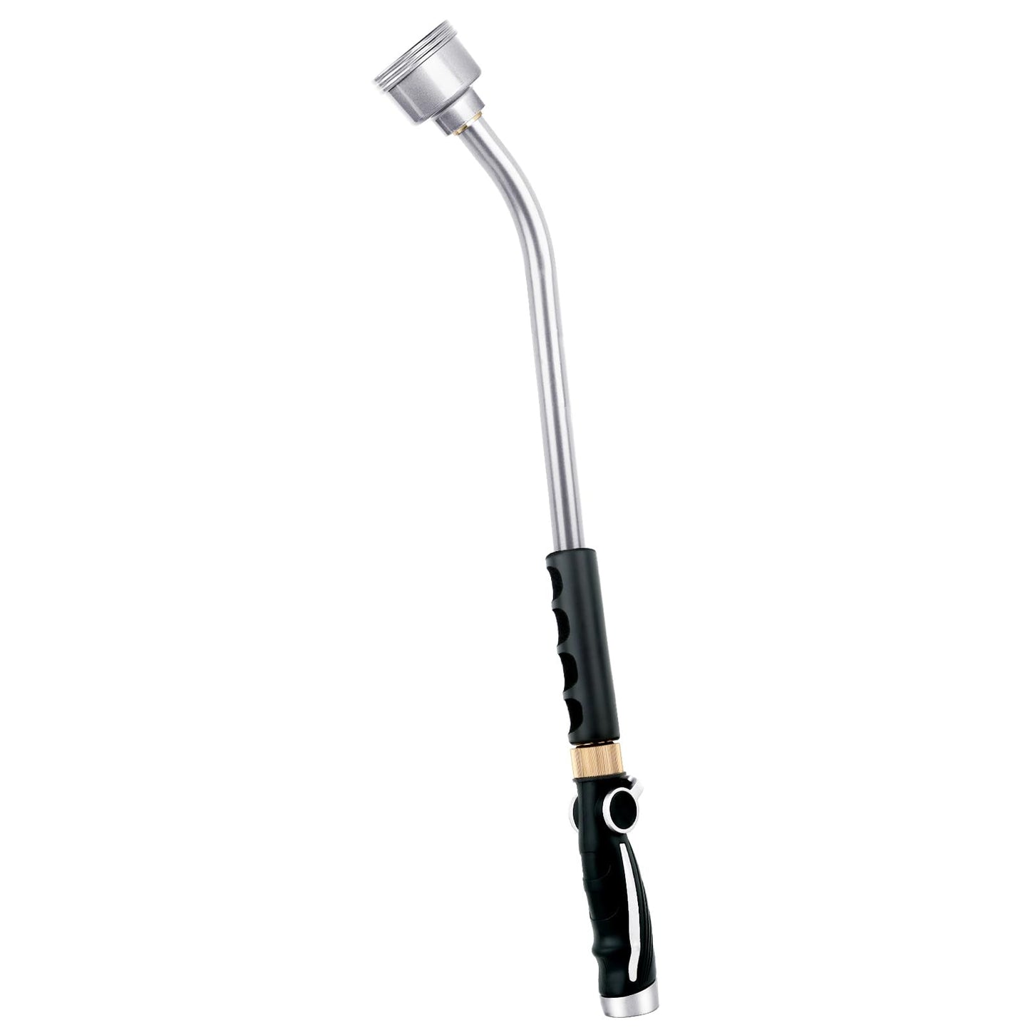 RESTMO Long Watering Wand, 24 Inches Gentle Soft Full Shower Sprayer Wand with Thumb Flow Control, Heavy Duty Metal Hose Wand for Hanging Baskets, Shrubs, Plants, Flowers, Garden and Lawn, Silver