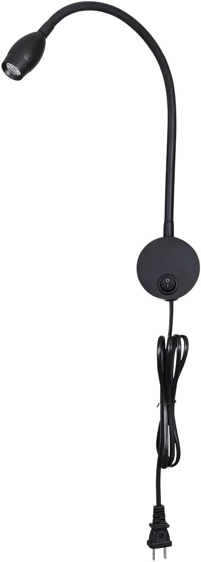 Reading Lamp Wall Sconces Light LED 3W Warm White 3000K Plug for Reading Books (Black 2pcs 3000K Cord)