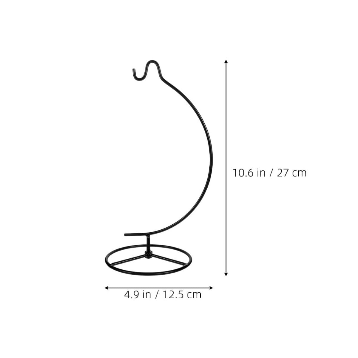 Operitacx 2pcs Metal Ornament Hanger Air Plant Frame with Iron Hook Rack, Small Hanging Plant Display Stand for Home Décor, Black Crescent-shaped Hanging Holder for Indoor Use