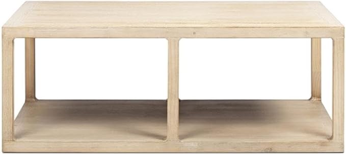 Pemberly Row 48" Open Frame Coffee Table, Reclaimed Pine Wood, Light Natural
