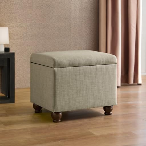 Homepop Home Decor | Upholstered MediumRectangular Storage Ottoman | Hinged Lid