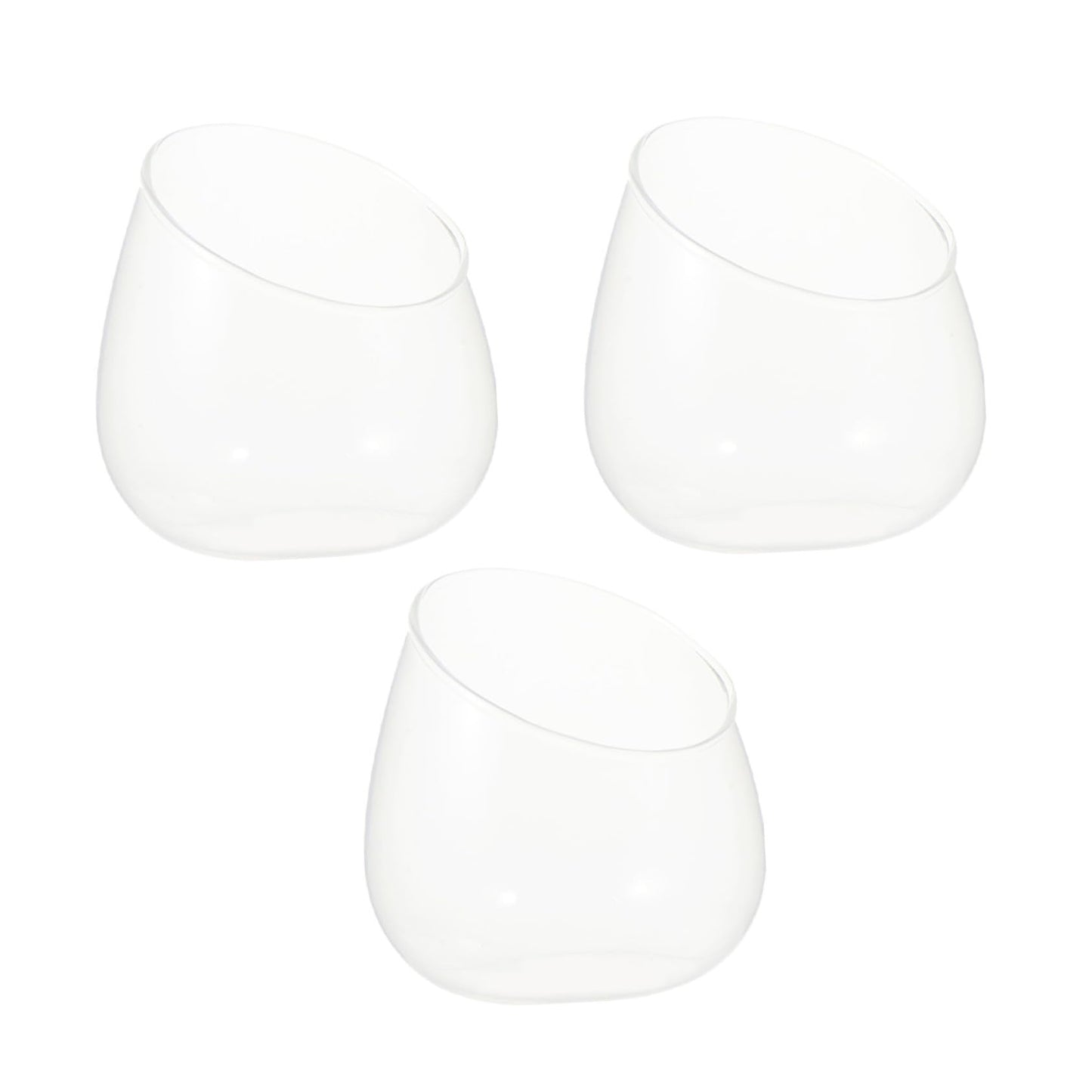 Toyvian Succulent Vase Set 3pcs Slant Cut Glass Ecological Bottles Micro Landscape Desktop Terrarium Containers for Home Office Decor