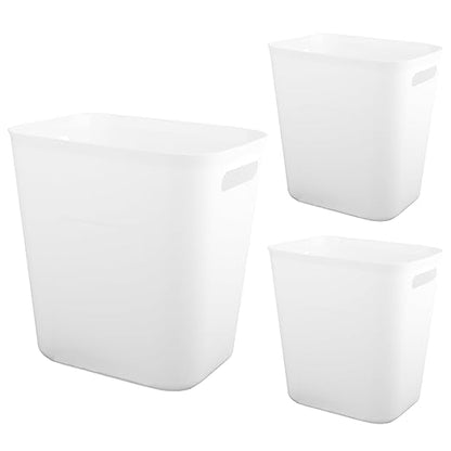UUJOLY Plastic Small Trash Can Wastebasket, Garbage Container Basket for Bathrooms, Laundry Room, Kitchens, Offices, Kids Rooms, Dorms, 3.5 Gallon, White, 3 Pack