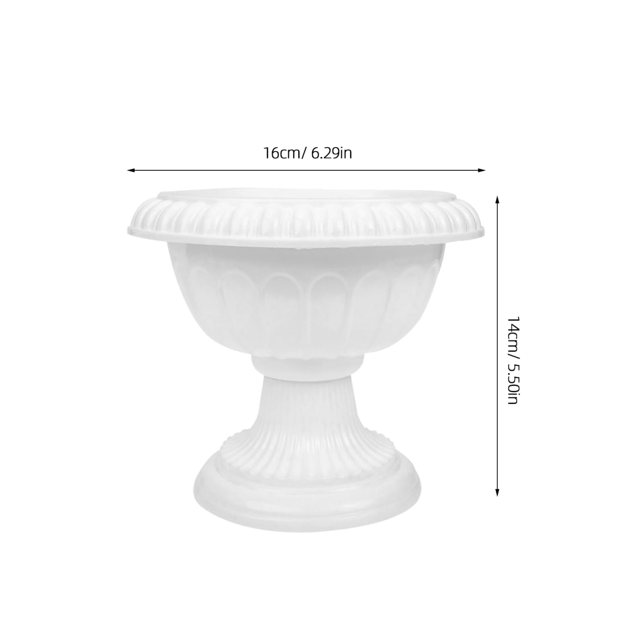 VOSAREA 4pcs White Urn Planter Plastic Pedestal Flower Vases Plant Pot Roman Flower Pot for Wedding Centerpieces Yard Garden Porch Front Door