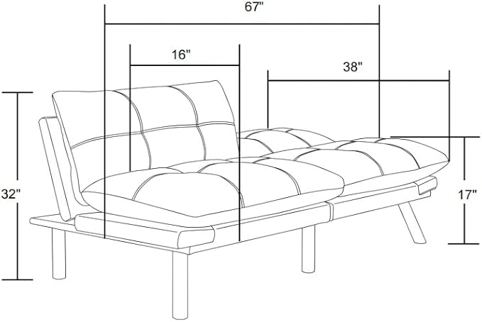GDFStudio Hayezc Loveseat Sofa, Convertible Sofa Bed, 2-in-1 Folding Modern