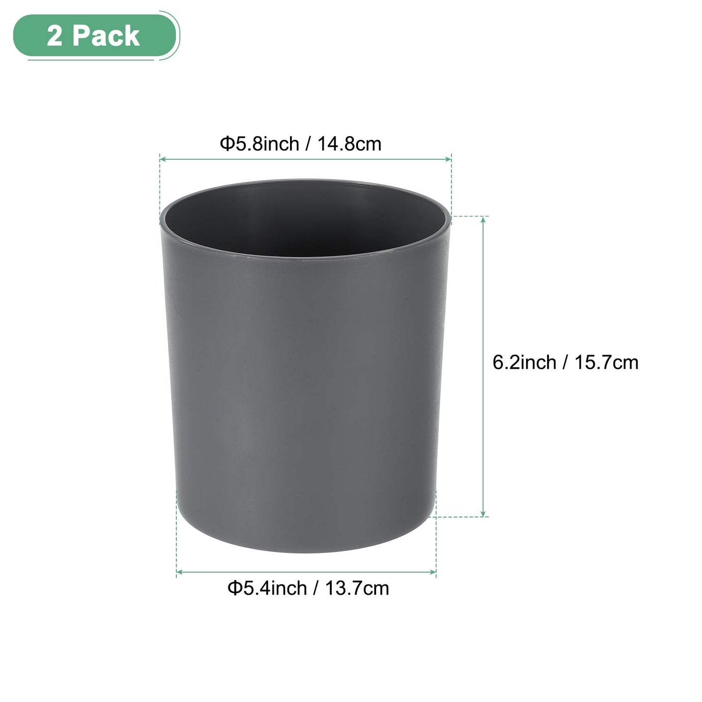 M METERXITY 2-Pack Plastic Plant Pots, 6 Inch Plastic Planters Round Flower Planter Containers Flower Pots for Indoor/Outdoor/Garden, Plant Holder [Gray]