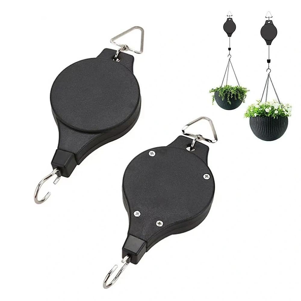 Generic Heavy Duty Adjustable Plant Hanger 6 Pack, Retractable Pulley System for Easy Height Adjustment, Ideal for Indoor and Outdoor Hanging Baskets, Pots, and Bird Feeders - Durable Black Finish