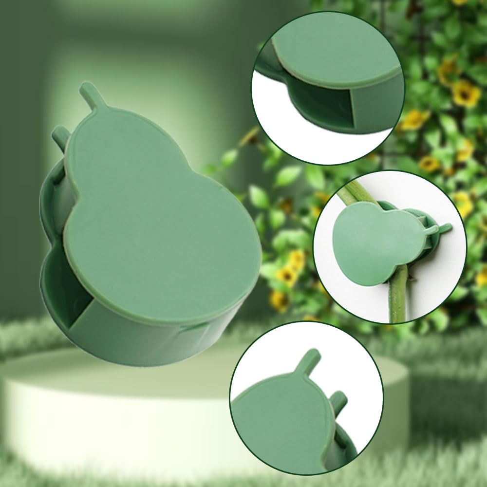 100/150/300 PCS Plant Climbing Wall Fixture Clips, Plant Support Clips Secured Plastic Plant Clips, Reusable Garden Vine Fixing Clips for Climbing Plants Indoor Outdoor Decor (150, Green Gourd)