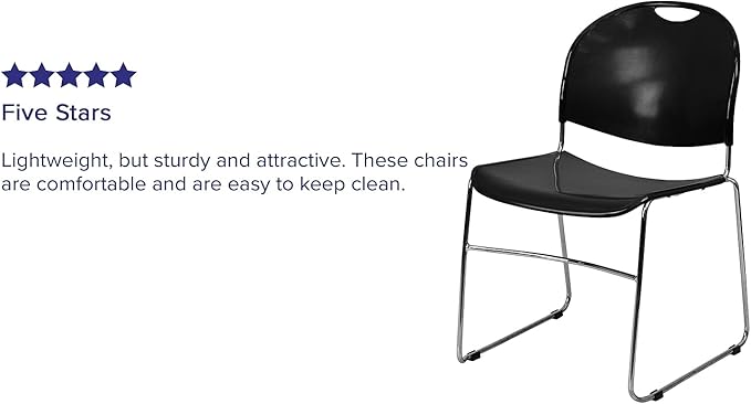 Flash Furniture HERCULES Series 880 lb. Capacity Black Ultra-Compact Stack Chair