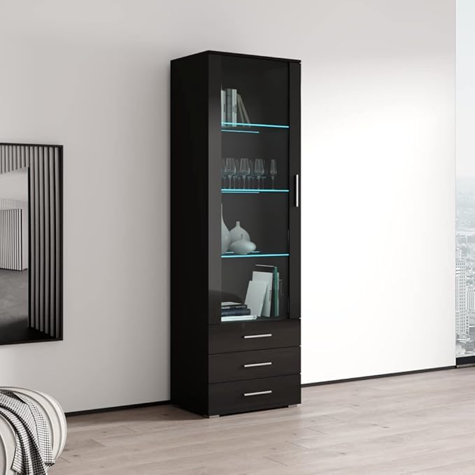 Meble Furniture Soho S1 1D3S Modern Freestanding Bookcase — 16-Color